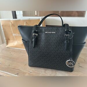 NWT Michael Kors “Charlotte” Black Textured Tote